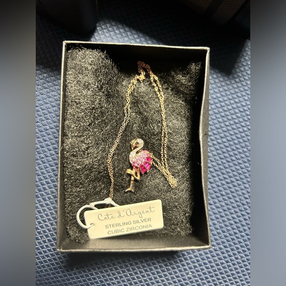 Sterling silver Cubic Zirconia flamingo necklace - Picture 3 of 9